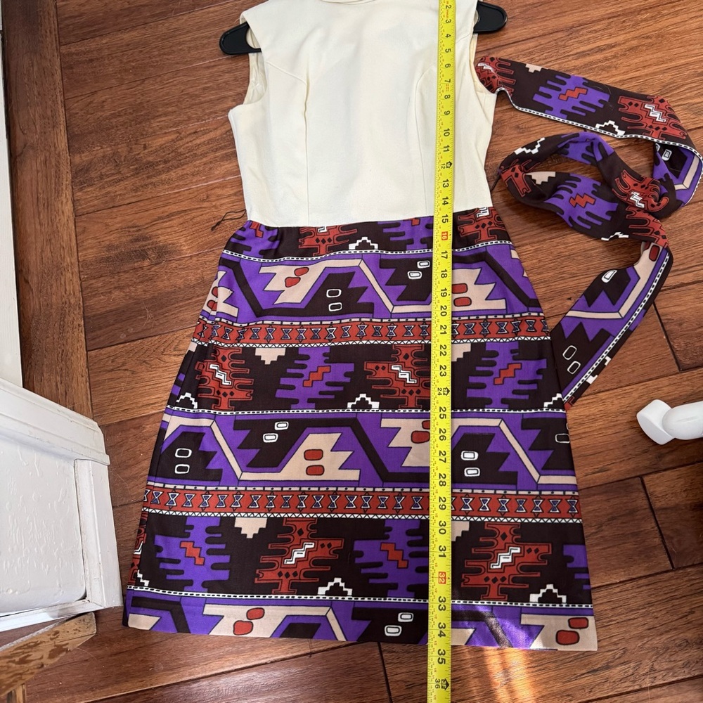 70s Geometric Vintage Mini Dress & Jacket Set - Picture 14 of 16